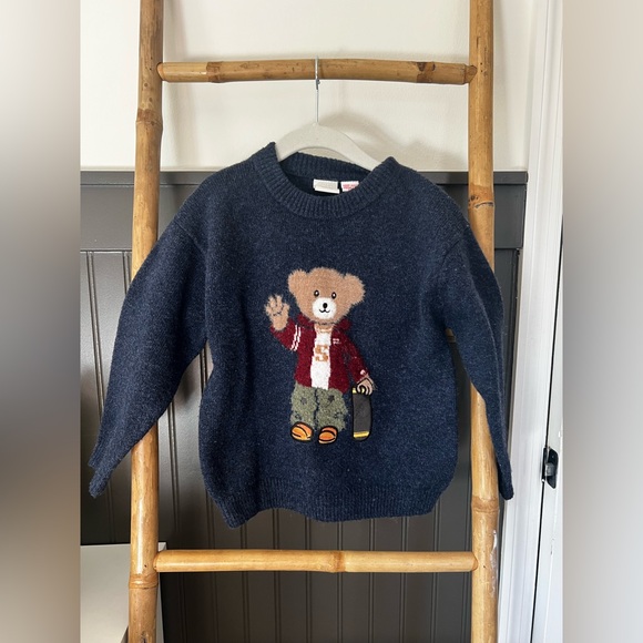 Zara Other - Zara Kids Navy Sweater with Bear Design